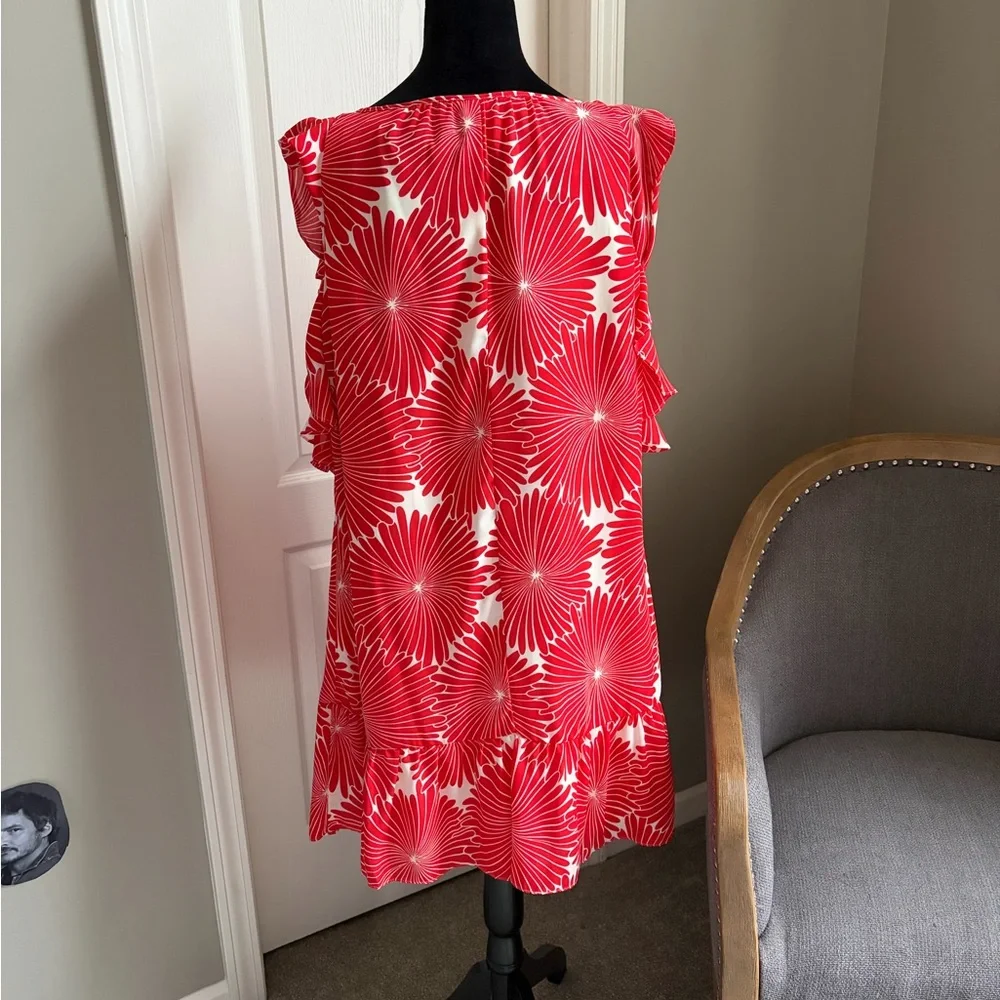 J. Crew Red and White Floral Midi Dress